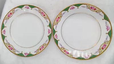 Buy Bloch & Co Salad Plate Eichwald Czech Floral Green White Vintage 7.5  Set Of 2 • 28.45£