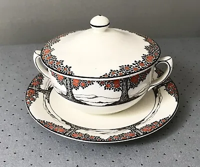Buy Crown Ducal Orange Tree Rare Large Lidded Consomme Bowl And  Round Curved Plate • 50£