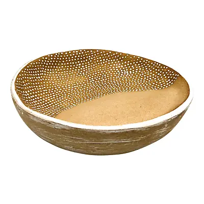 Buy Contemporary Sculptural Studio Pottery Tan And White Bowl • 184.27£