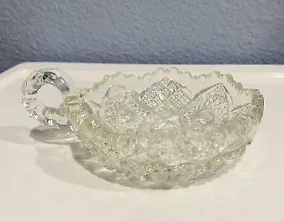 Buy Vintage Cut Glass Nappy Bowl With Finger Handle  • 5.34£