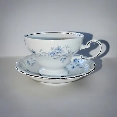 Buy Johann Haviland Bavaria Germany Fine Porcelain Saucer & Tea Cup Set Blue Garland • 11.53£