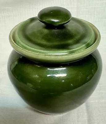 Buy Vintage Pisgah Forest Pottery Green Lidded Jar Pink Inside 4-1/2” X 4” Diameter • 48.01£