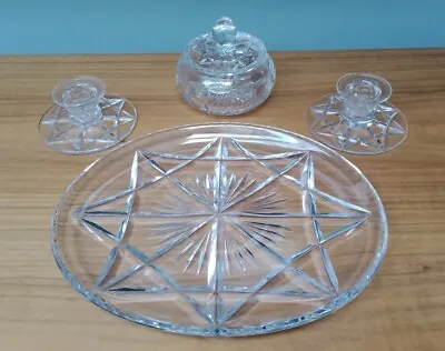 Buy Stuart Crystal Cut Glass Oval Tray 12  Plus Pair Candle Holders & Lidded Box • 14.99£