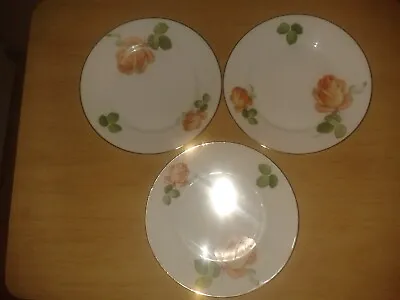 Buy Vintage Set Of 3 Thomas Bavaria , Peach Rose Sideplates. (C6) • 9.99£