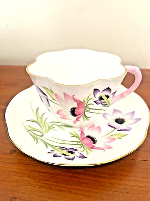 Buy Rare Shelley Dainty Anemone PATTERN Tea Cup & Saucer Plate W/PINK & PURPLE#14006 • 36.51£