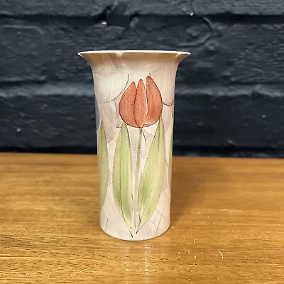 Buy Vintage Jersey Pottery Vase Hand Painted With Tulips Signed TD SF1 • 11.99£