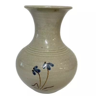 Buy Vernon Owens Pottery Vase 1987 Stamped Jugtown Ware Blue Flower Asian Motif 6.5” • 60.56£