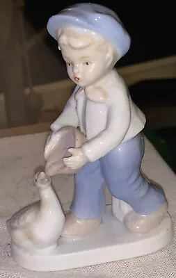 Buy Vintage Porcelain Boy Feeding Duck. Marked ‘Foreign’ To Base. Mint. • 7.99£