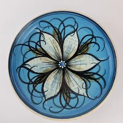 Buy Vintage Alvingham Pottery Bowl Decorated With Flower 26.5cm Diameter • 39£