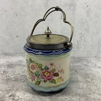 Buy Antique Carlton Ware Peony W & R Stoke On Trent Biscuit Jar Silverplated Lid • 142.08£