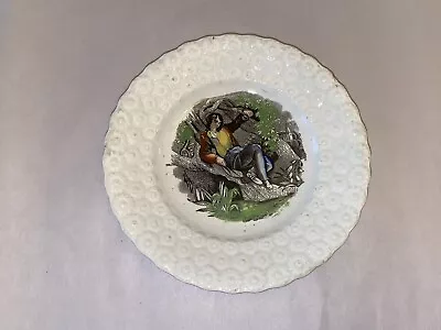 Buy LNRP5 Staffordshire Childrens Plate Polychrome Resting In Woods Ca. 1840 • 48.04£