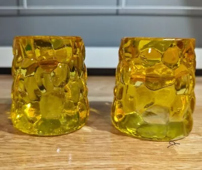 Buy Pair Of Heavy Vintage Yellow Glass Votive Candle Holders • 20.15£