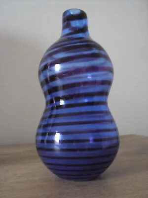 Buy Kosta Boda Art Glass Signed Gunnel Sahlin Blue Striped  Joy Vase. • 76£