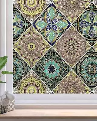 Buy Dktie Decorative Stained Glass Window Privacy Film 90x200cm Multicoloured • 9.99£