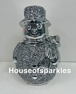 Buy Crushed Diamond Silver Crystal Bling Snowman With Hat And Scarf Ornament✨ • 24.99£