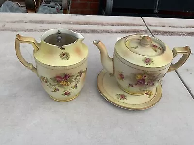 Buy Carlton Ware Victorian Hand Painted Blush Tea Pot Set • 145£