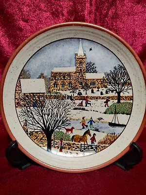 Buy Vintage Retro Purbeck Pottery Snow Chritmas  Scene Small Plate , Trinket Dish • 10£