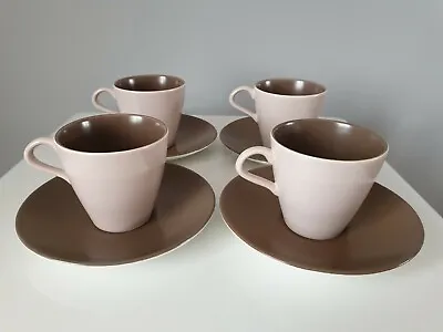 Buy Poole Pottery Twintone Sepia & Mushroom  4 X Cups And Saucers • 11.99£