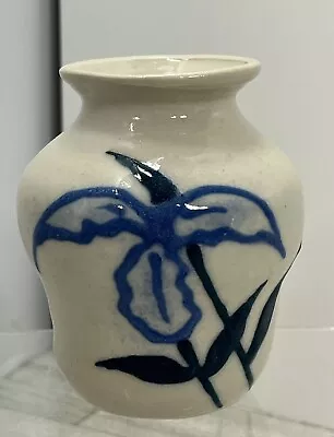 Buy Studio Art Pottery Floral Design Bud Vase Blue Boho 4” Tall Signed JG • 19.21£