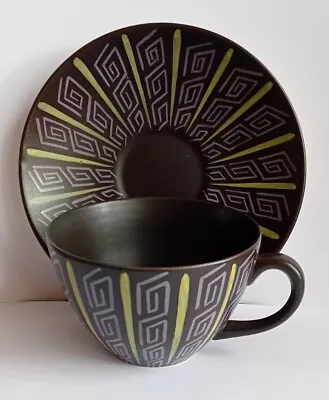 Buy Rare Poole Pottery Freeform Alfred Read Black Panther Glaze Cup & Saucer 1954 • 54.99£