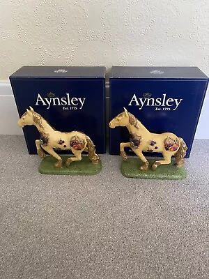 Buy Rare X2 Aynsley Orchard Gold Bone China Horses Statement Pieces • 700£