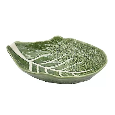 Buy Majolica Light Green Large Cabbage Leaf Ceramic Bowl Portugal 642 Garden VTG • 30.09£