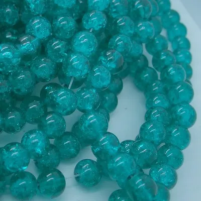 Buy 100 X 8mm ROUND GLASS CRACKLE BEADS 33 VARIOUS COLOURS AVAILABLE UK SELLER  B11 • 4.49£