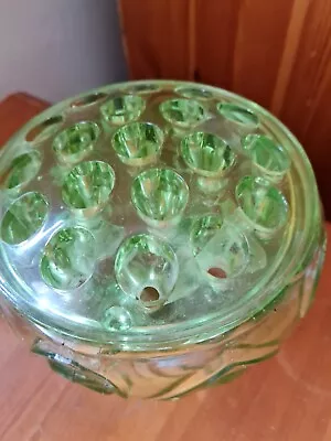 Buy Vintage Lidded Potpourri Pot With Green Glass Bowl Legs • 5£