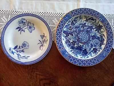 Buy 2 X Wedgwood Antique Blue White Transferware Display Pearlware Pottery Plates • 9.99£