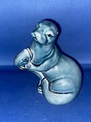 Buy VINTAGE POOLE POTTERY BLUE OTTER WITH BLUE FISH / SALMON FIGURINE 11.5cm HIGH • 4.99£