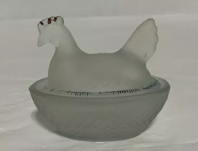 Buy Vintage Frosted Glass Miniature “Hen In A Nest” Figurine (See Desc.) • 12.33£