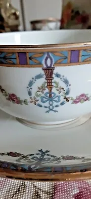 Buy Limoges Teacup & Saucer Bows Swags Roses Blue,Pink, Purple Torches • 5.71£