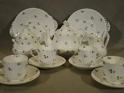 Buy Antique Staffordshire Soft Porcelain 13 Pieces Hand Painted Sprig Toy Tea Set  • 361.58£