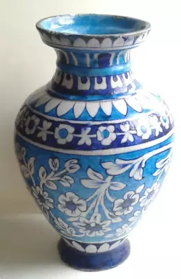 Buy 19TH C Antique INDIAN MULTAN POTTERY VASE JAR- IZNIK STYLE Blue And Turquoise • 50£