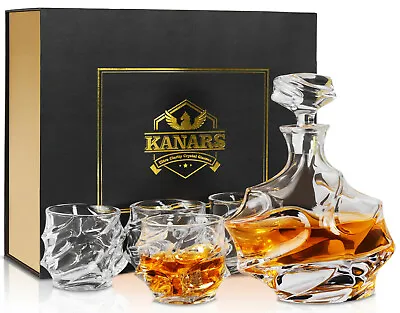 Buy KANARS Whisky Decanter & Crystal Old Fashioned Glass Set Luxury Gift For Men Dad • 69.99£