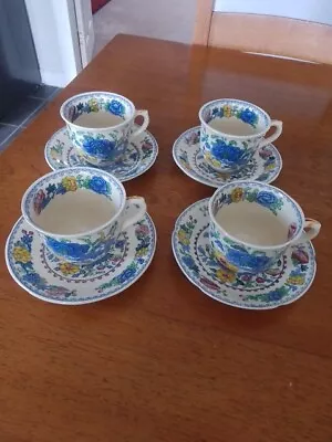 Buy Set Of 4 Vintage Cups & Saucers.  Masons Pottery, Regency Design.. • 15£