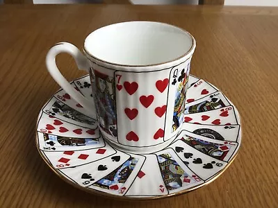 Buy Queens Cut For Coffee Porcelain Cards Cup & Saucer • 12.99£