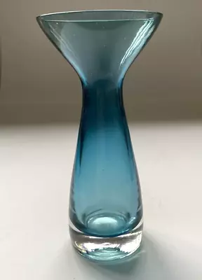 Buy Lovely Vintage Scandinavian Sweden Sea Glasbruk Petrol Blue Vase Immaculate • 25£