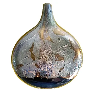 Buy Isle Of Wight Glass Azurene Lollipop Vase Black  Gold Michael Harris Circa 1970s • 65£