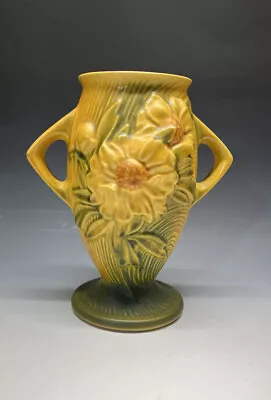Buy Roseville Pottery Peony Vase 61 7  Tall Yellow Brown Green Embossed Flower • 72.08£