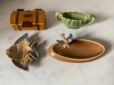Buy Wade Porcelain Collectables Lot X 4 Treasure Chest Fish Bird Trinket Dish Vase  • 25£