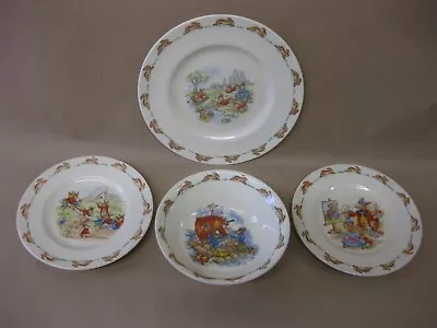 Buy Vintage Royal Douton Bunnykins ~ Bowl & 3 Plates ~ Seesaw / Painting / Raft • 13.99£