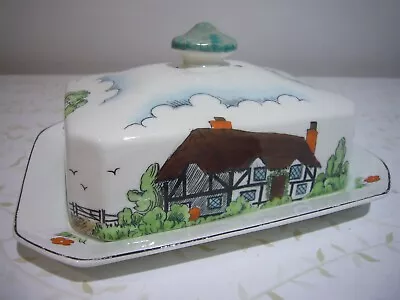 Buy Rare Early 20th Century John Maddock Hand Painted Cottage Pattern Butter Dish • 10£