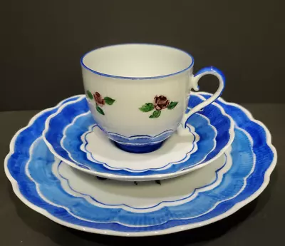 Buy Vtg Kaiser W Germany AK Romantica 3 Piece- Teacup Saucer Plate- Blue & White • 33.56£