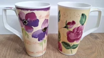 Buy 2 Large Fine Bone China Latte Mugs 500ml Royale Garden Staffordshire Floral NEW  • 16£