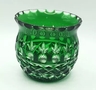 Buy Vintage Bohemian Style Hand Cut To Clear Crystal Green Pineapple Starburst Bowl • 38.40£