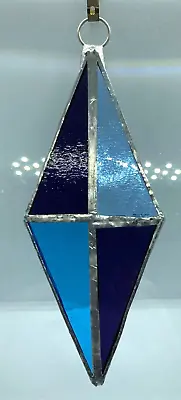 Buy F308 Stained Glass Suncatcher Hanging Rustic Diamond 16cm Purple / Blue • 7.50£