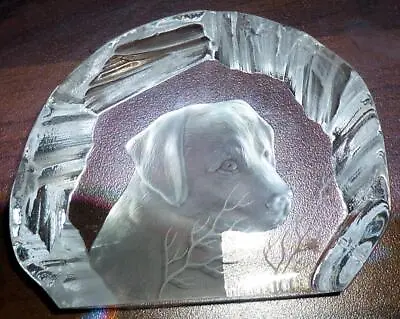 Buy Vintage Retro Dartington Signed Labrador Dog Puppy Crystal Glass Paperweight • 18.99£