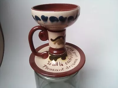 Buy Longpark Tormohun Pottery Torquay  Candle Holder Scandy Motto 11 Cm Vintage • 14£