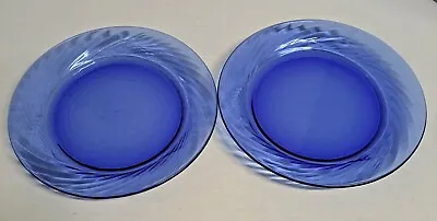 Buy Set Of 2 Cobalt Blue Pyrex  Festiva Swirl Salad Dessert Plates 7 1/2  Diameter • 12.54£